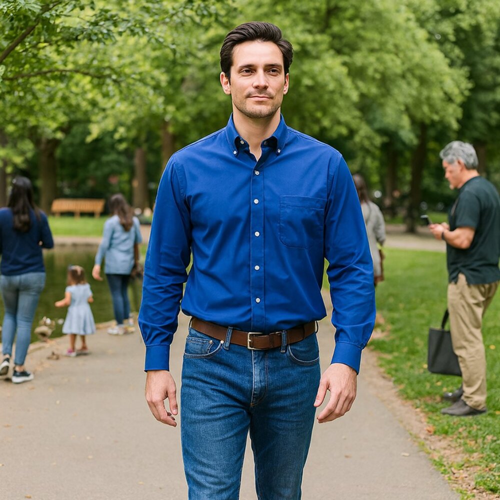 Chaps Royal Blue Classic Fit Shirt Neck 17.5